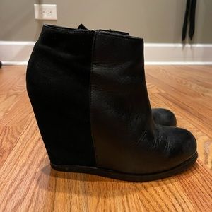 Dolce Vita Black Suede and Leather Booties Wedge